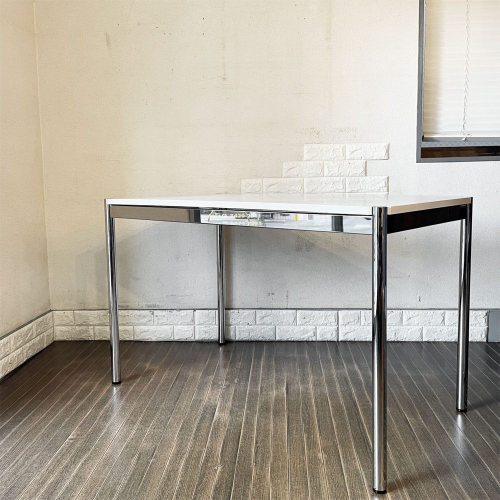 ユーエスエムハラー USM Haller モジュラーファニチャー ハラーテーブル デスク W120×D65cm ホワイト系カラー 高さ調節機能付 希少サイズ ◎