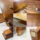 UKビンテージ UK Vintage オーク材 デスク 3ドロワー アーチ形天板 テーブル W197.5cm 英国家具 アンティーク ●