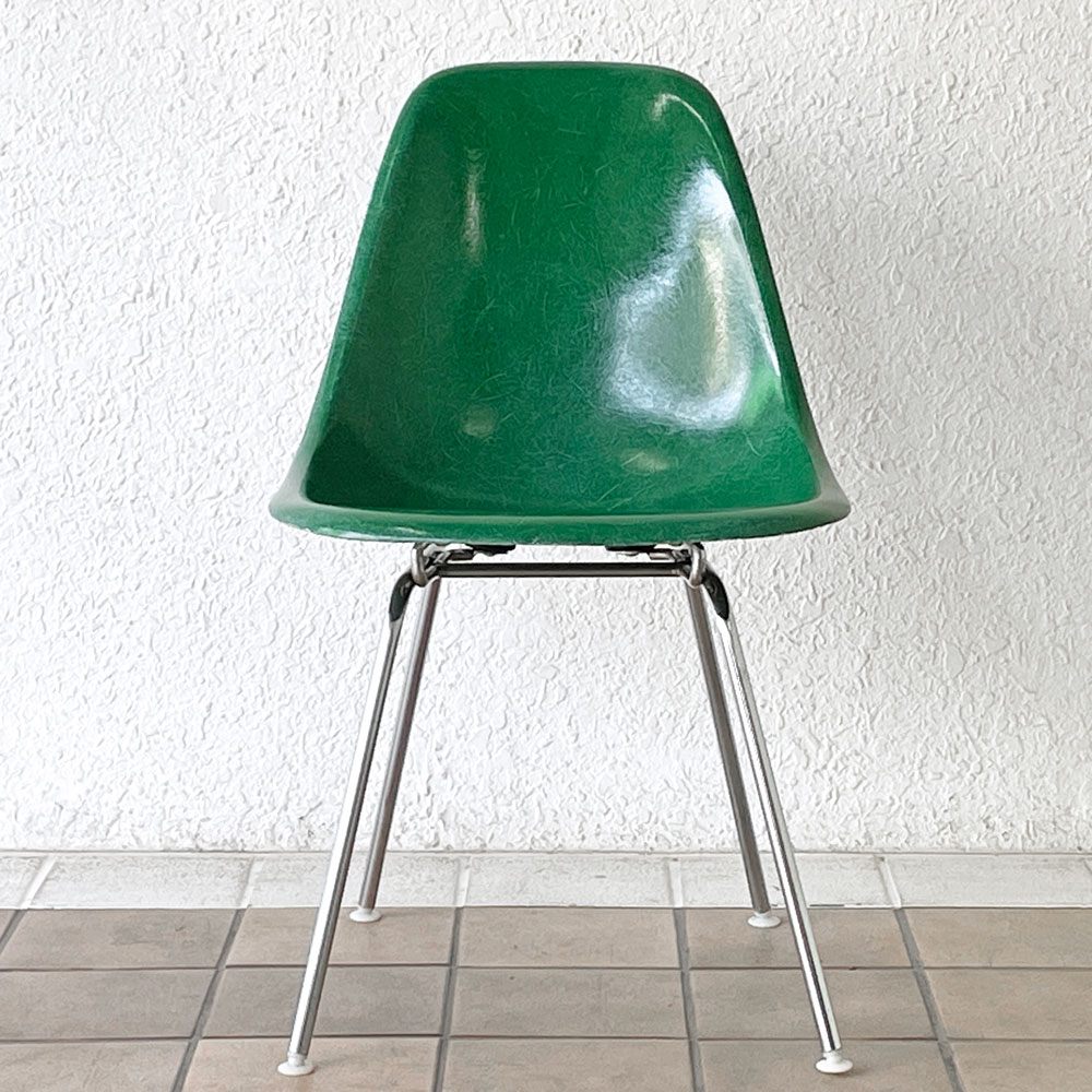 ハーマンミラー Herman Miller サイドシェルチェア セカンド 2nd FRP ケリーグリーン Hベース イームズ 希少 ◇