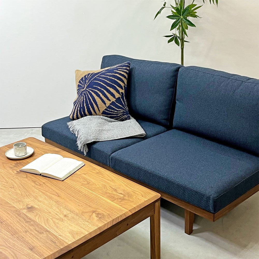 マスターウォール MASTERWAL コモンルーツ COMMON ROOTS ブリッジソファ BRIDGE SOFA 2シーター 160 ファブリックシート ブルーベリー ウォールナット無垢集成材 ●