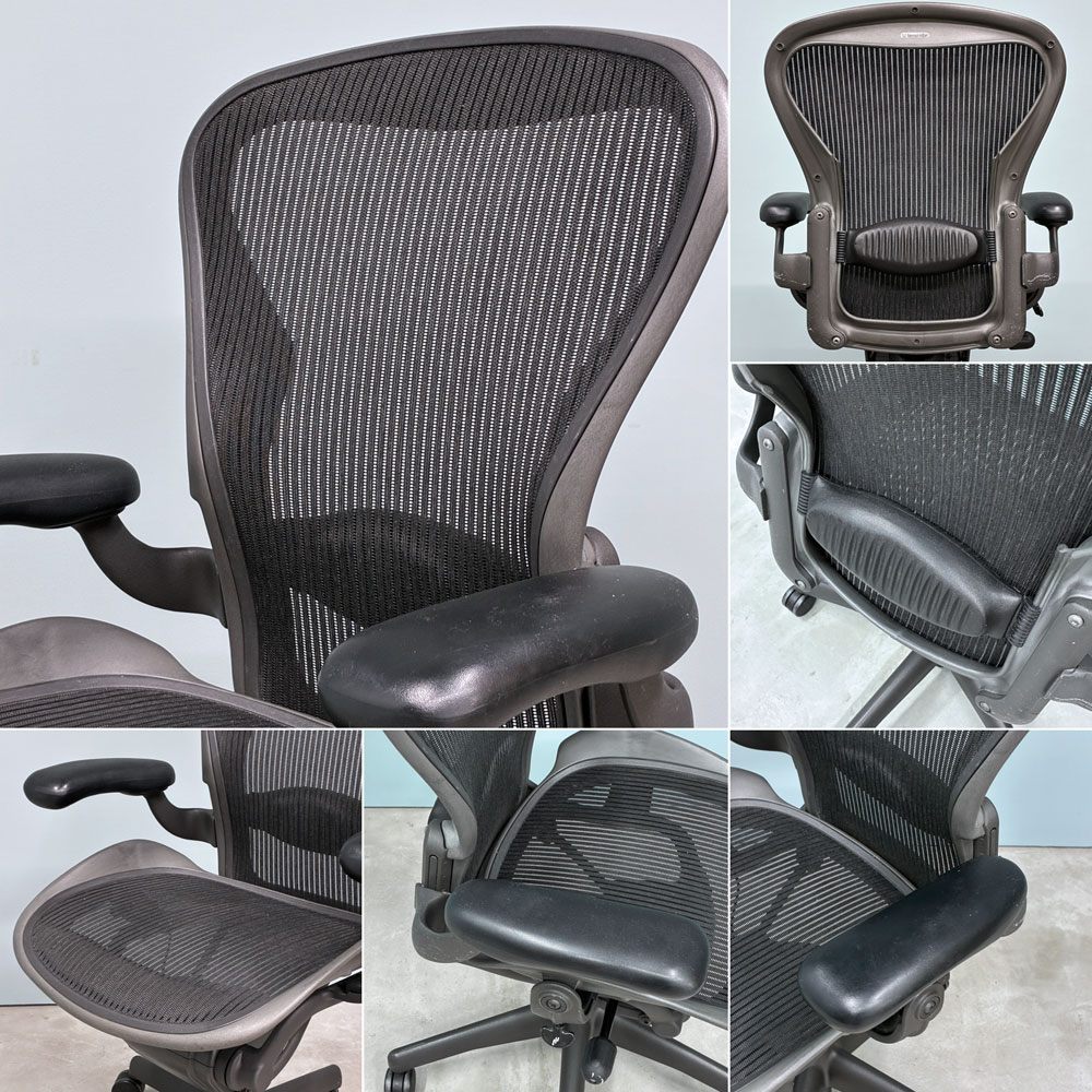 ハーマンミラー HermanMiller アーロンチェア ライト Bサイズ クラシックカーボンメッシュ ランバーサポート グラファイトベース ◎