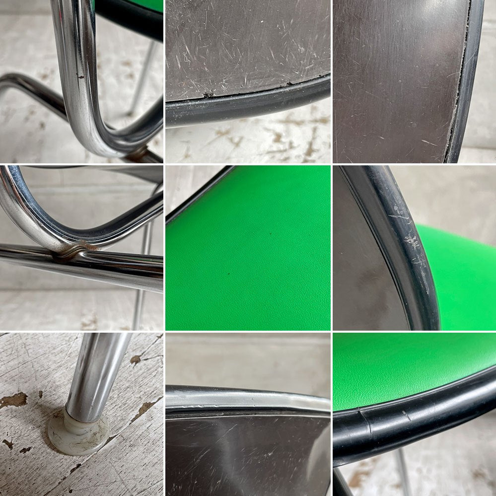 ハーマンミラー Herman Miller ツーピースプラスチックチェア Two Piece Plastic Chair DCM グリーン ブラック PVCレザー ビンテージ イームズ 希少 ♪