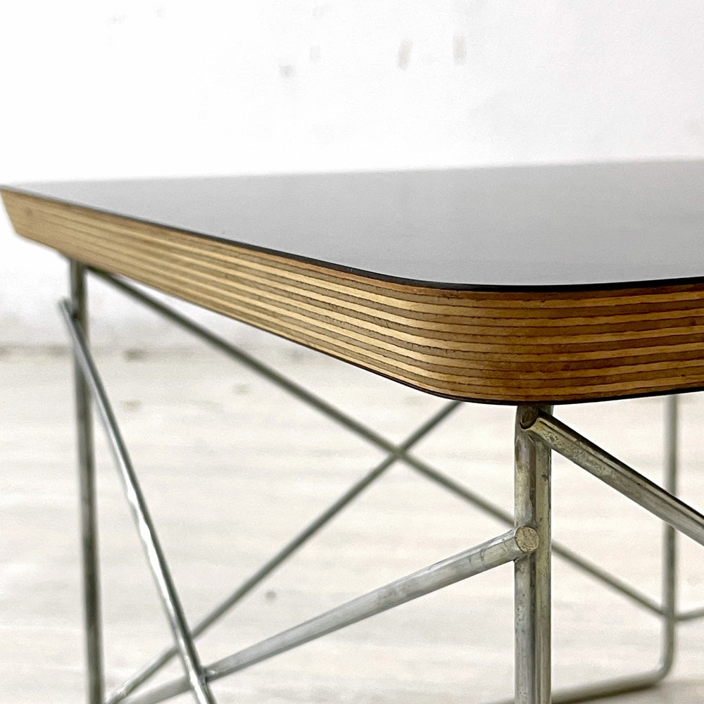 ハーマンミラー Herman Miller LTRT ワイヤーベース ローテーブル メラミントップ バーチ材 C&R イームズ ブラック お膳 W39.5cm ミッドセンチュリー ●