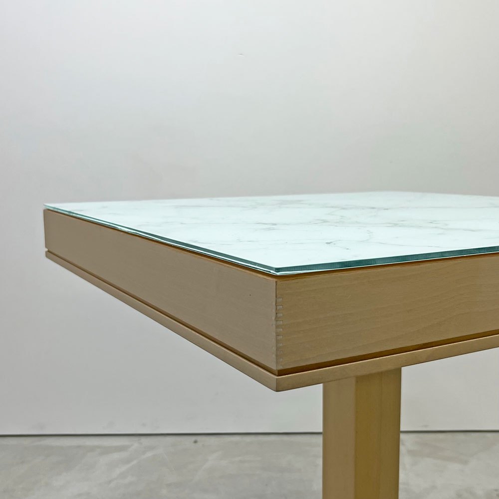 カリガリス Calligaris カフェテーブル ビーチ材 取外し可ガラストップ付き ナチュラル 大理石調 イタリア ●