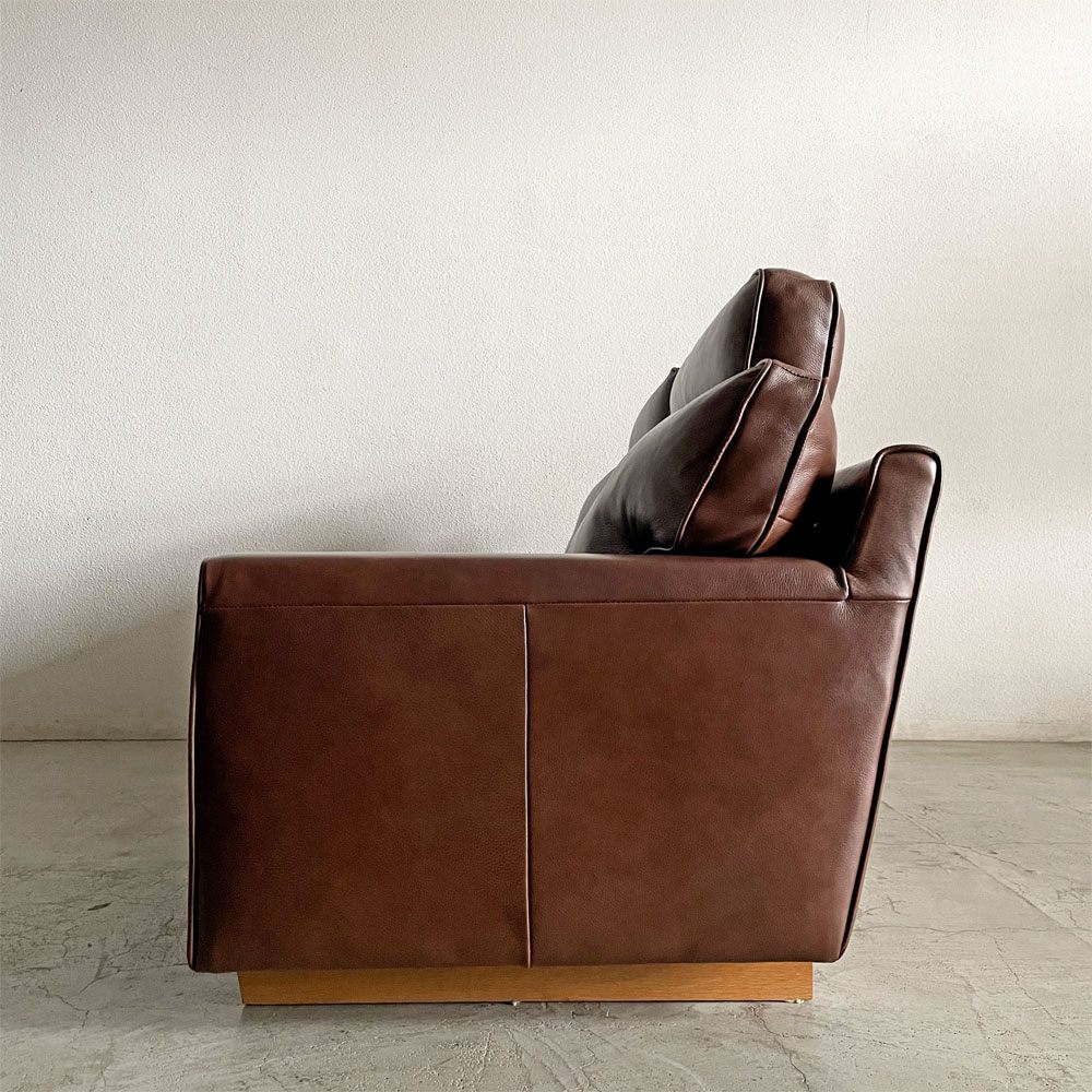 アクタス ACTUS ファイブバイファイブ five by five ティスタ TYSTA 3シーターソファ W194cm ミドルアーム 本革 ブラウンレザー オーク材脚 ヘッドレスト付 松岡智之 合計定価￥328,900- 〓