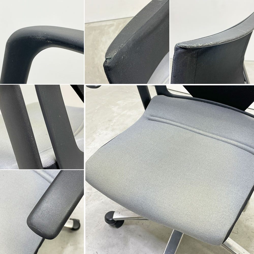 ウィルクハーン Wilkhahn モダス Modus デスクチェア オフィスチェア ミドルバック アーム付 グレー 座面昇降 ●