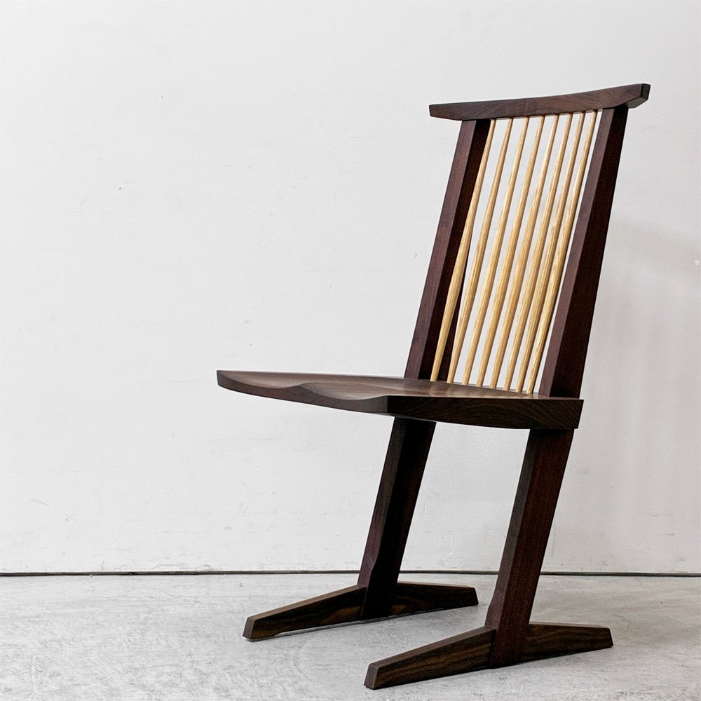 桜製作所 CN101 コノイドチェア CONOID CHAIR ダイニングチェア ウォールナット無垢材 × タモ材 ジョージ・ナカシマ George Nakashima 焼印有 ●