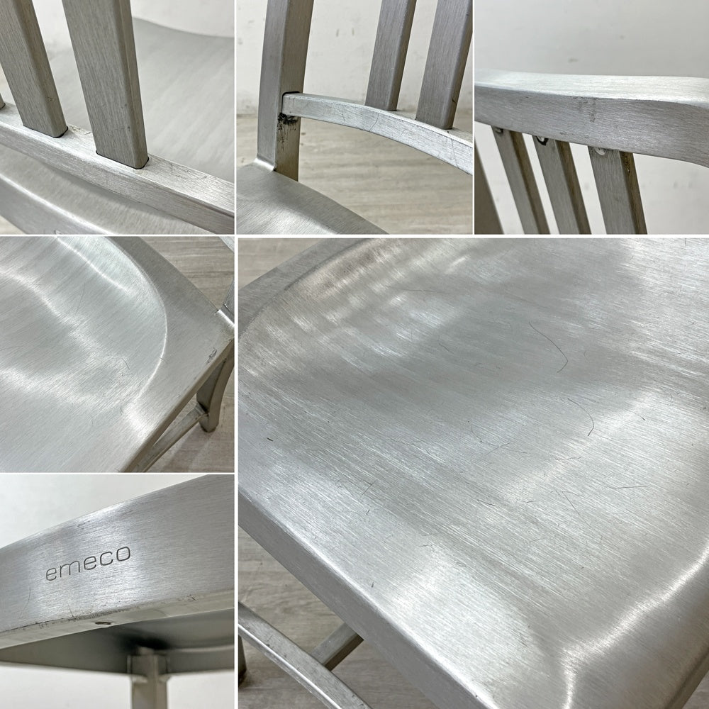 エメコ emeco ネイビー NAVY チェア No.1006 ダイニングチェア ブラッシュドアルミ インダストリアル ミッドセンチュリーデザイン ●