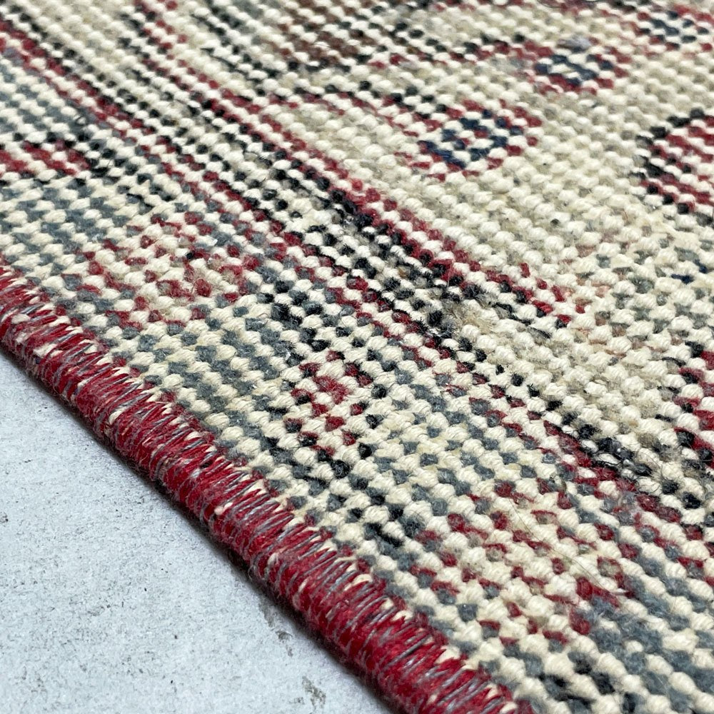 ビンテージ vintage トルコ製 手織り キリムラグ ランナー カーペット 絨毯 270x158cm レッド系 ボヘミアン柄 ●