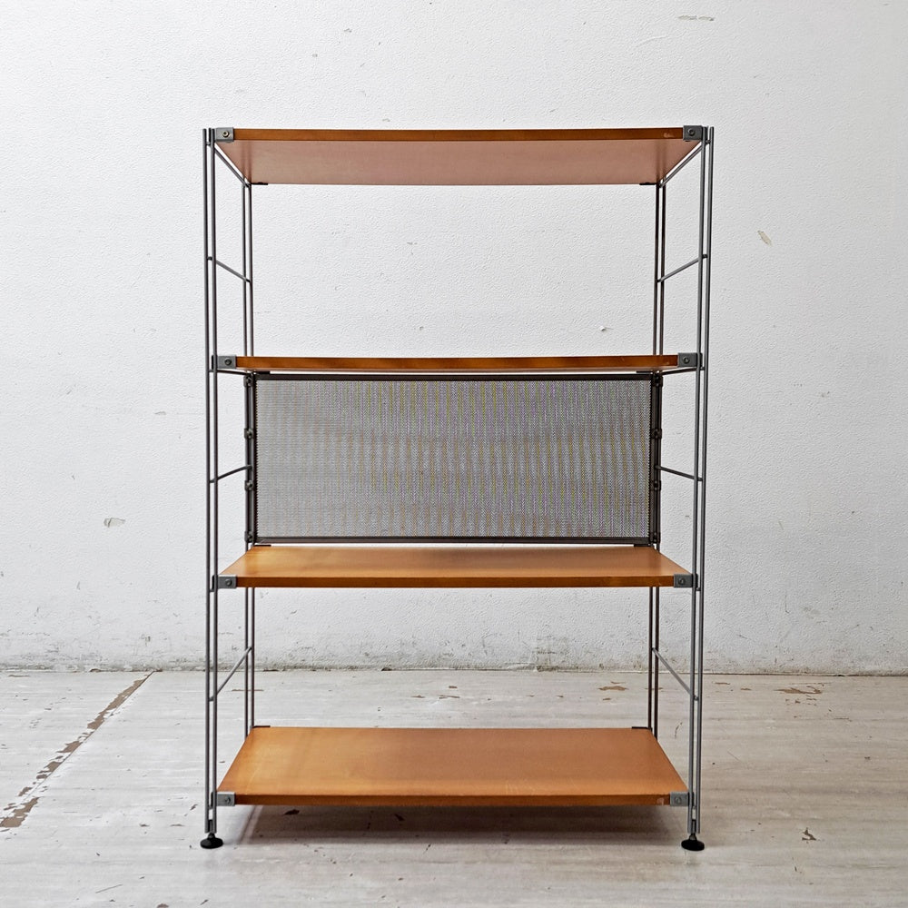 無印良品 MUJI ステンレスユニットシェルフ ワイド メープル材 棚板4枚 バックパネル付 W84.5 x H120cm シンプルナチュラル A ●