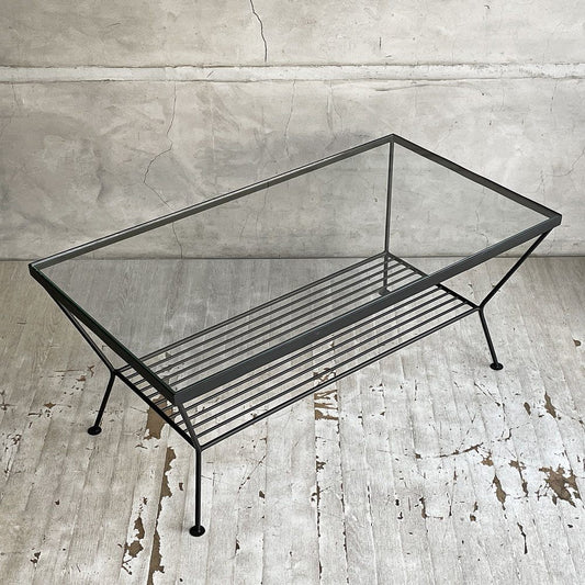 ウニコ unico エディ EDDY ガラス ローテーブル Lサイズ コーヒーテーブル センターテーブル ラック付き アイアンフレーム 廃番 ♪