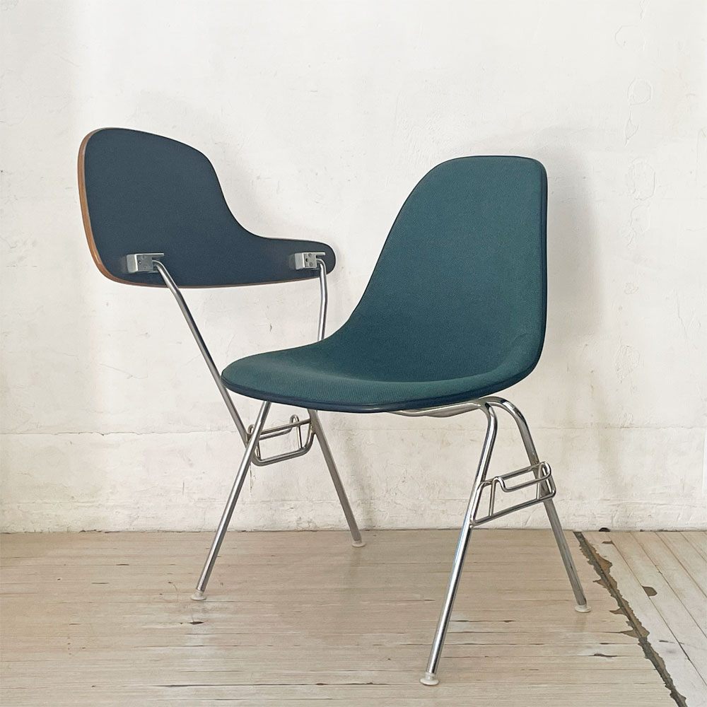 ハーマンミラー Herman Miller サイドシェルチェア セカンド 2nd ビンテージ アプホルスター スクールベース スタッキングベース 肘掛けテーブル付 イームズ ミッドセンチュリー A ★