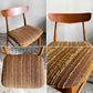 北欧ビンテージ Scandinavian vintage ダイニングチェア チーク材 x ビーチ材 ブラウン系 ストライプ柄 ファブリック 北欧家具 ■