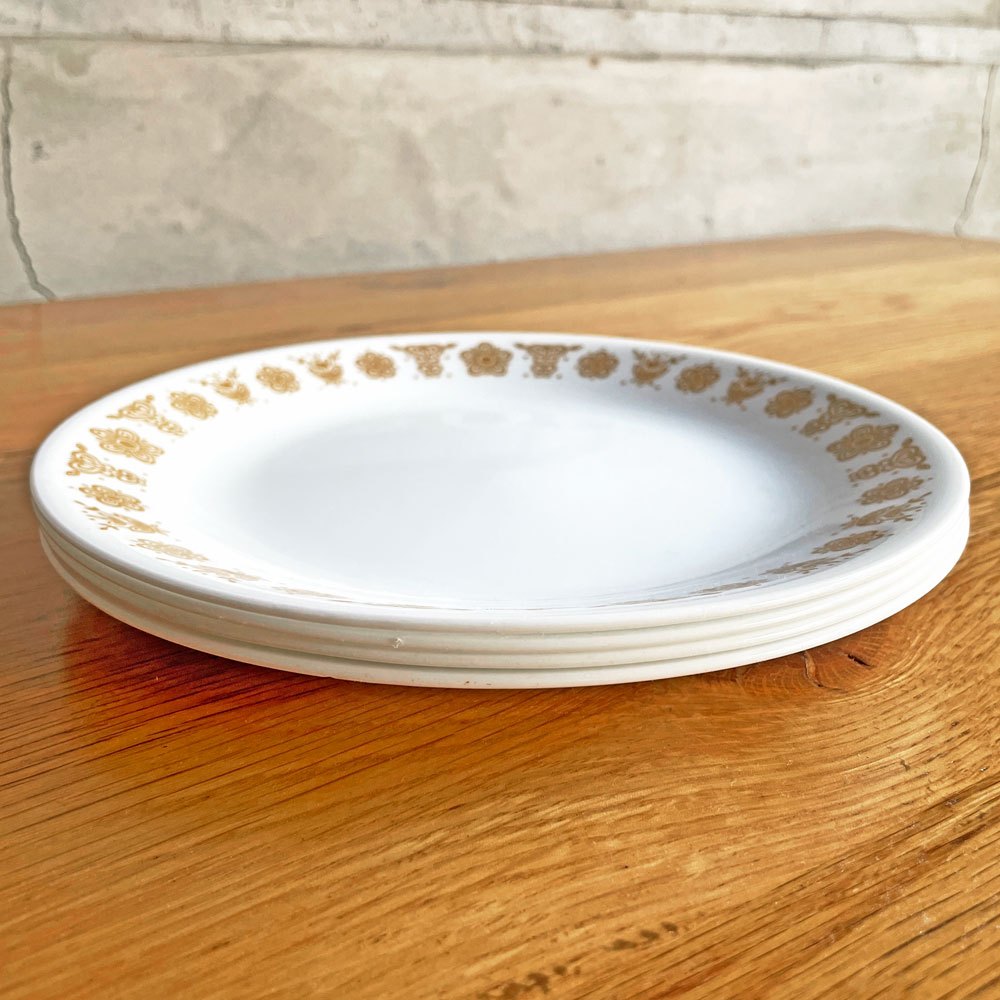 コレール Corelle プレート ディナープレート 4枚セット バタフライゴールド USビンテージ 耐熱ガラス ♪