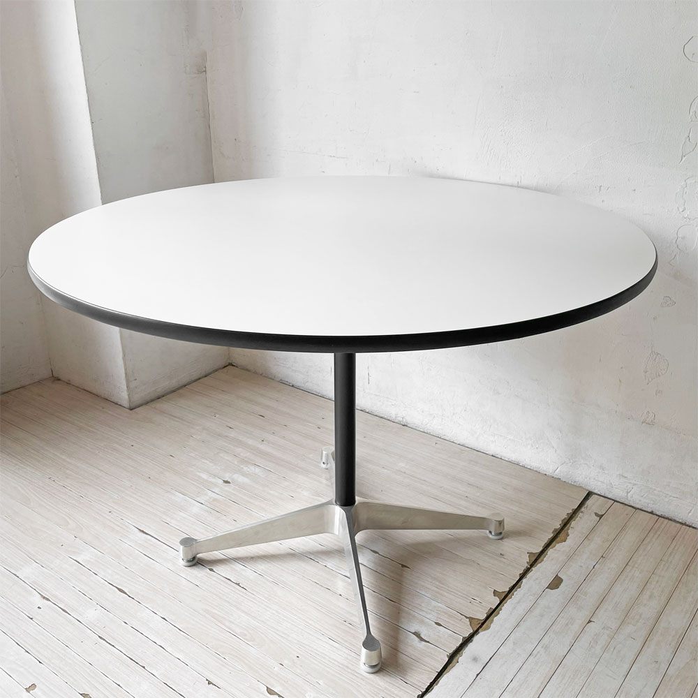 ハーマンミラー Herman Miller コントラクトテーブル Contract table ラウンド ホワイト Φ106cm C&R イームズ ミッドセンチュリー ★
