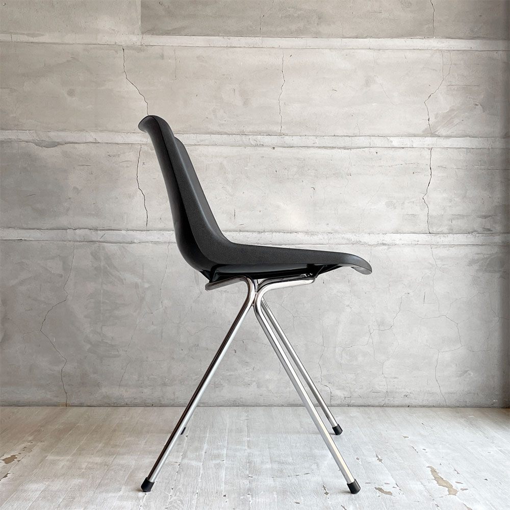 ヒリー HILLE ポリサイドチェア POLYSIDE CHAIR ロビン・デイ ROBIN DAY クローム Chrome ブラック イギリス ♪
