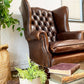 ロイズアンティークス Lloyd's Antiques リプロダクションシリーズ チェスターフィールド B&Cウイングチェア 1シーターソファ 鋲 本革 英国 ◎