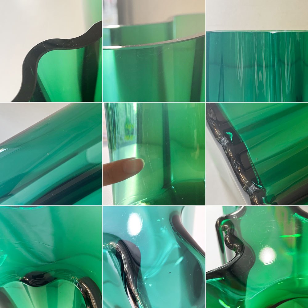 イッタラ iittala アルヴァ・アアルトコレクション Alvar Aalto Collection ベース 160mm エメラルド 箱付 フィンランド 北欧雑貨 廃番カラー ◎