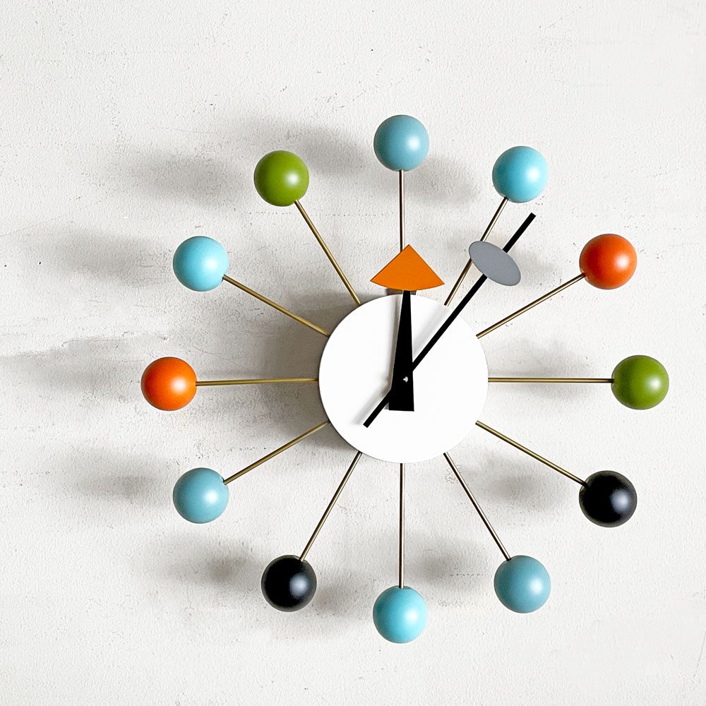 ヴィトラ vitra ボールクロック Ball Clock マルチカラー ウォールクロック 掛け時計 クオーツ式 33cm ジョージ・ネルソン 箱付 新品未使用 ■