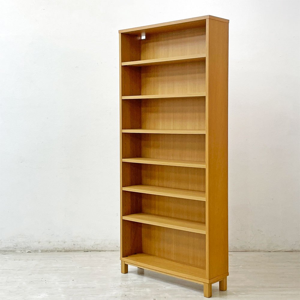 無印良品 MUJI オーク材 薄型ラック ワイド大 W80×D22×H175.5cm 6段 本棚 ブックシェルフ 廃番 ●