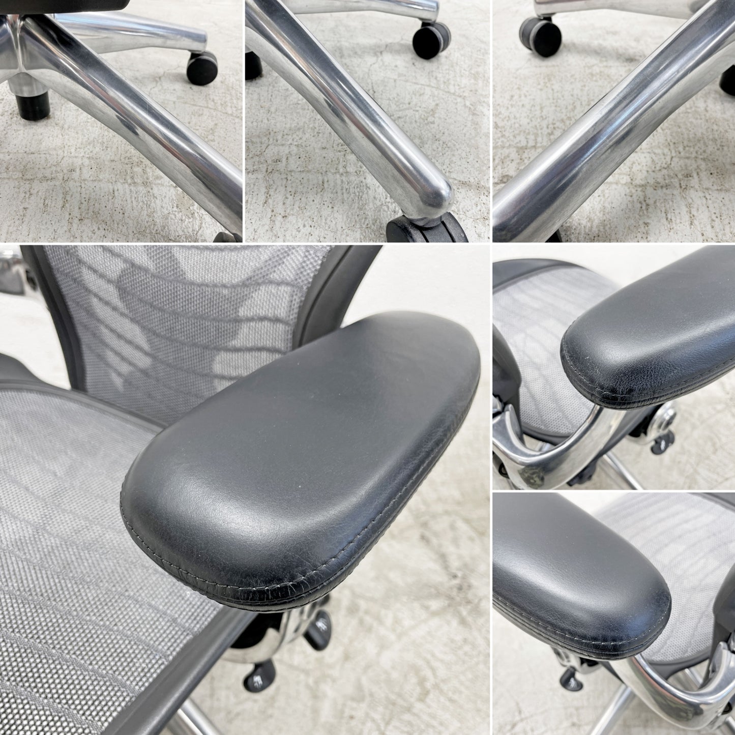 ハーマンミラー Herman Miller アーロンチェア デスクチェア Bサイズ ポスチャーフィット ウェイブ ポリッシュドアルミベース ビル・スタンフ ＆ ドン・チャドウィック 〓