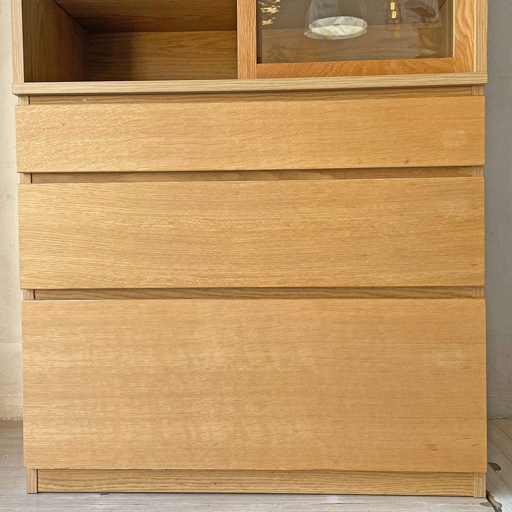 無印良品 MUJI オーク材 カップボード キッチンボード 食器棚 キャビネット 引き戸タイプ ★