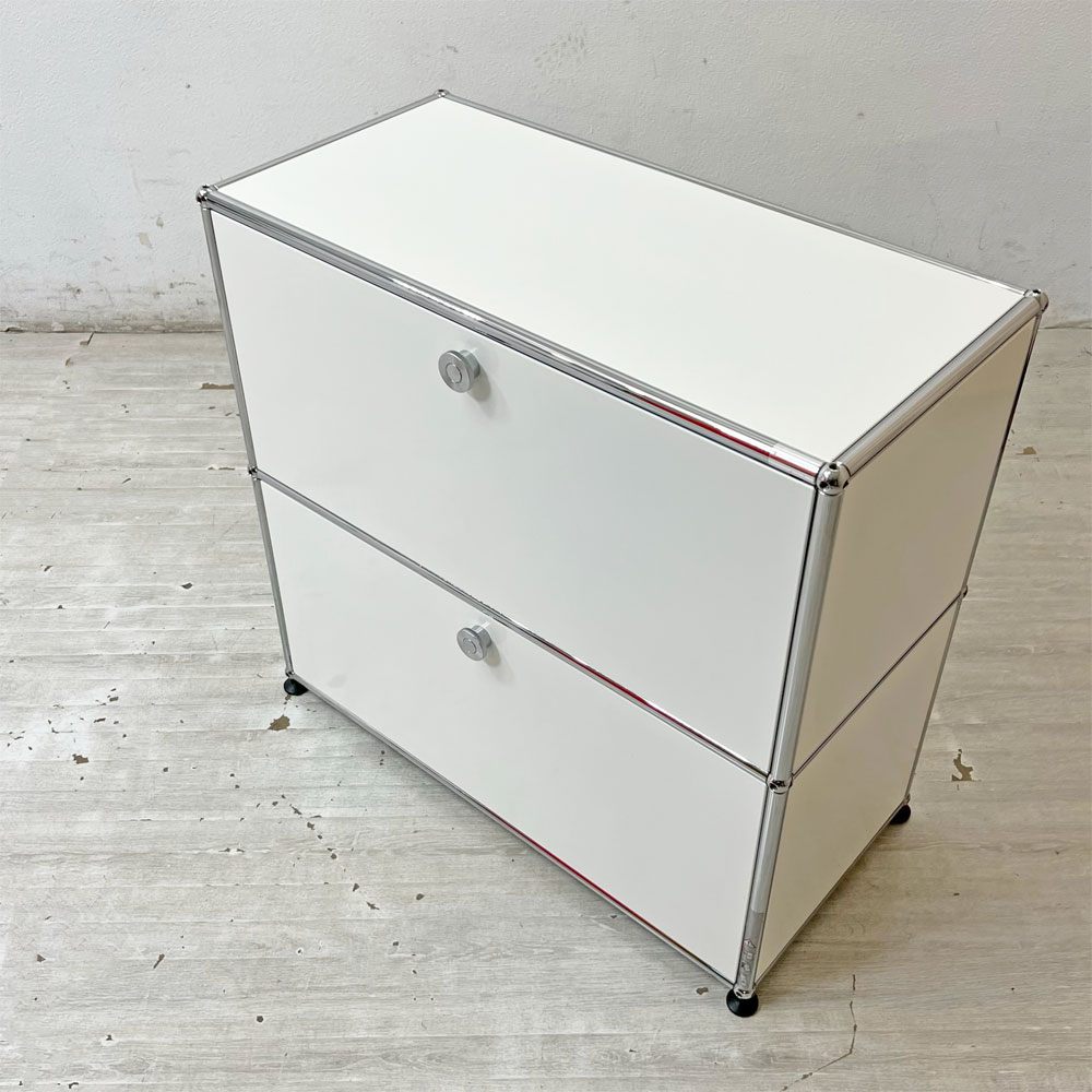 ユーエスエムハラー USMハラー USM Haller モジュラーファニチャー キャビネット 1列2段 ドロップダウン×2  W77×D37cm ●
