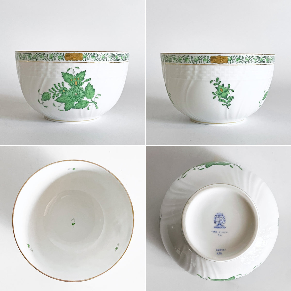 ヘレンド HEREND アポニーグリーン スラップボウル ボウル ヘレンドグリーン 金彩 磁器 Φ7cm ハンガリー 定価￥35,200- ■