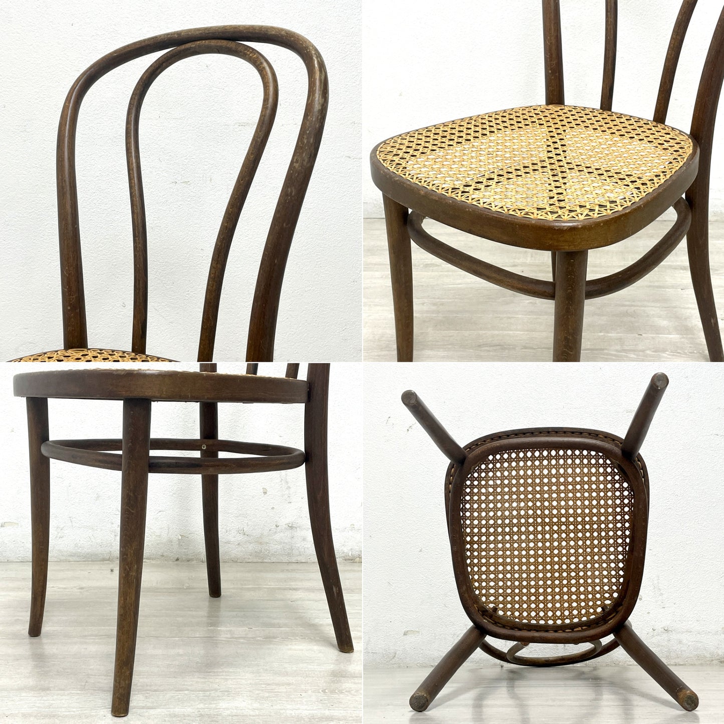 トーネット THONET ビンテージ vintage ベントウッドチェア ラタン座 藤張り 曲木 レトロ コスガ取り扱い A ●