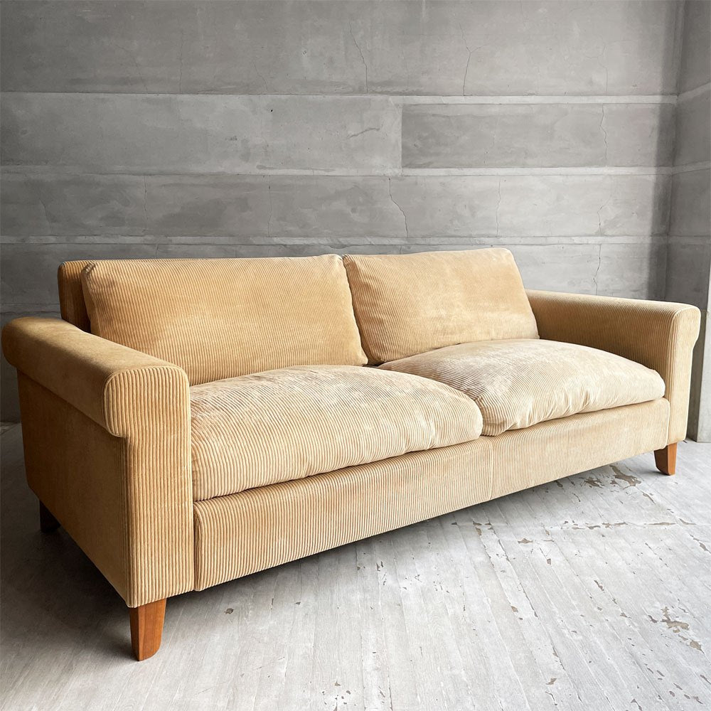 トラックファニチャー TRUCK FURNITURE FKソファ FK SOFA 3シーター 3人掛け F-22 マスタードコーデュロイ 希少廃番生地 フェザークッション 参考定価¥534,600-