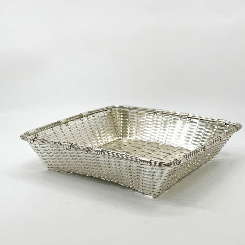 クリストフル CHRISTOFLE コレクション ガリア COLLECTION GALLIA ブレッド バスケット Bread Basket スクエア 編み込み シルバー 銀メッキ W23.5cm フランス B ●