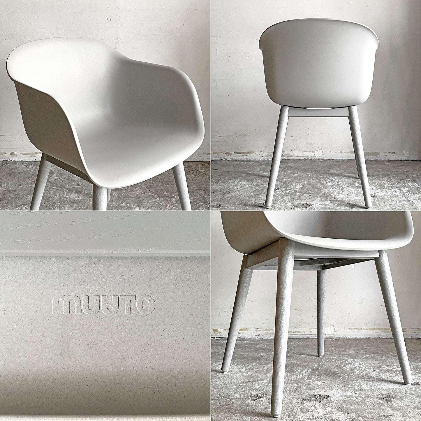 ムート Muuto ファイバー アームチェア ウッドベース FIBER ARM CHAIR WOOD BASE ファイバーシェル グレー オーク材 北欧モダン 定価￥84,700- ■