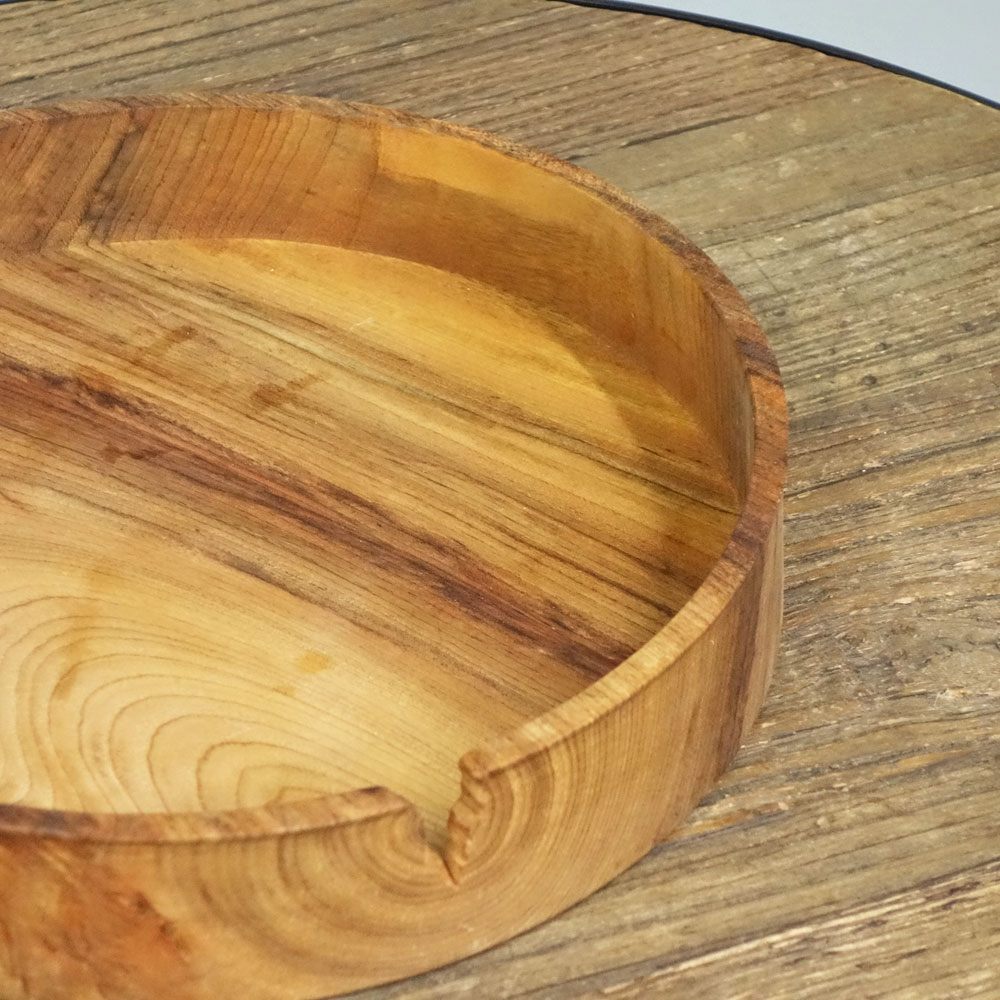 運天達也 木製 丸盆 深皿 29cm トレイ 現代作家 ◎