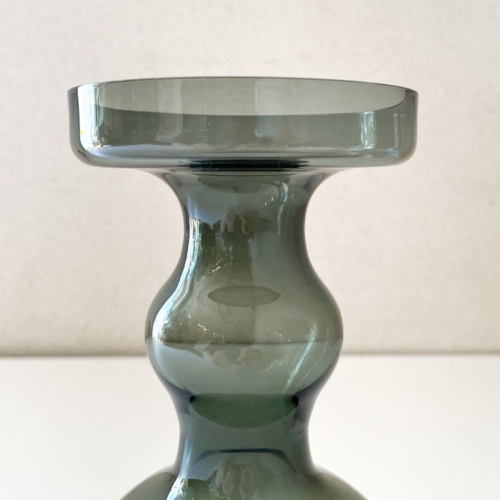 ヌータヤルヴィ Nuutajarvi ベース Vase 1483 フラワーベース 花瓶 グレー H18.5cm オイバ・トイッカ Oiva Toikka フィンランド 北欧ビンテージ ◎