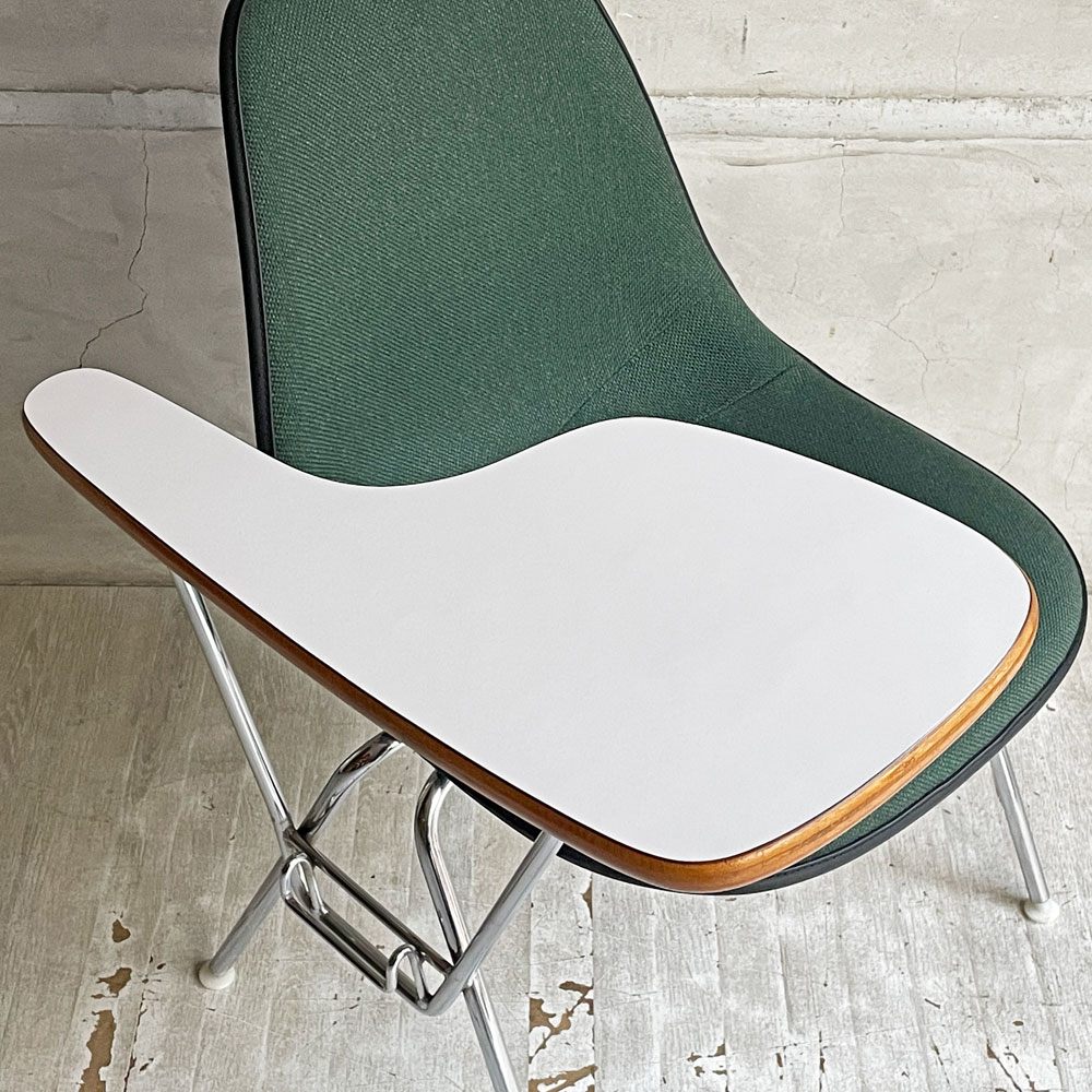 ハーマンミラー Herman Miller サイドシェルチェア セカンド 2nd ビンテージ アプホルスター スクールベース 肘掛けテーブル付 イームズ ミッドセンチュリー B  ♪
