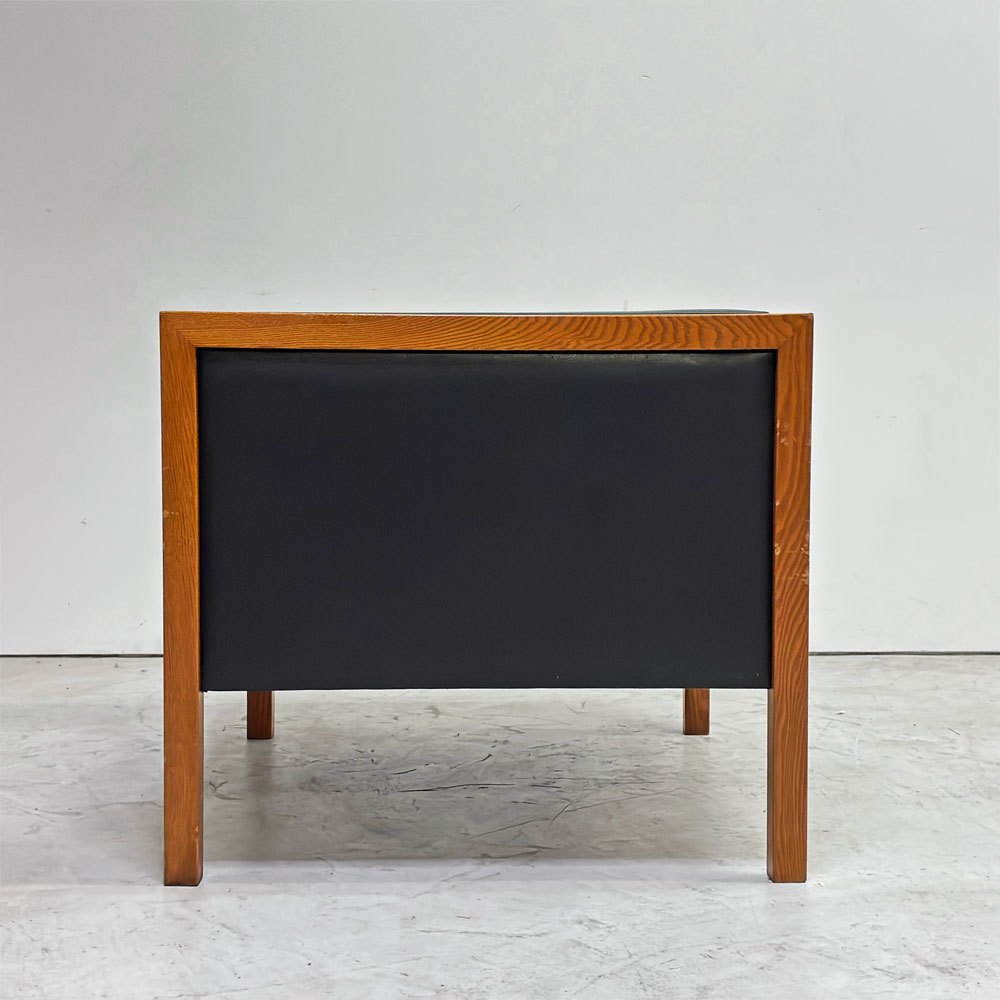 ハーマンミラー Herman Miller キューブグループシーティング ラウンジアームチェア ネルソンキューブ 1Pソファ 1人掛け レザー 本革 ブナ材 ブラック ●