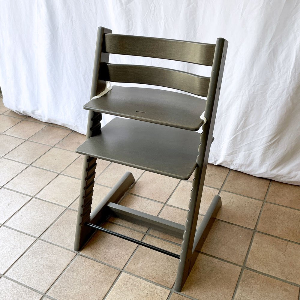 ストッケ STOKKE トリップトラップ TRIPP TRAPP ベビーチェア キッズチェア S/N5 ベビーガード・トレイ・延長グライダー付き ストームグレー ノルウェー 北欧家具 ◇