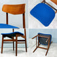 北欧ビンテージ Scandinavian vintage ダイニングチェア チーク材 ファブリック ブルー 北欧家具 ◎