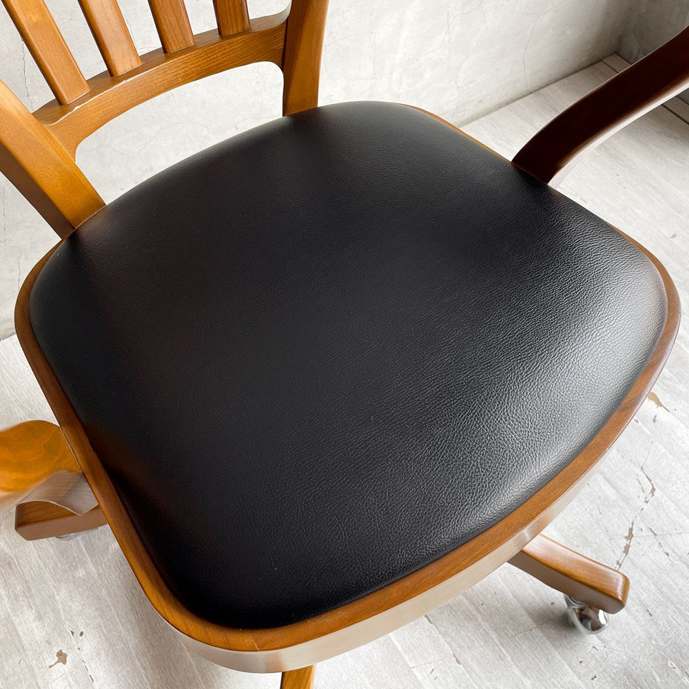 アクメファニチャー ACME Furniture ショーウォーカー SHAW-WALKER デスクチェア アームチェア タモ材 PVCレザー キャスター 昇降 リクライニング 参考定価￥79,200-♪