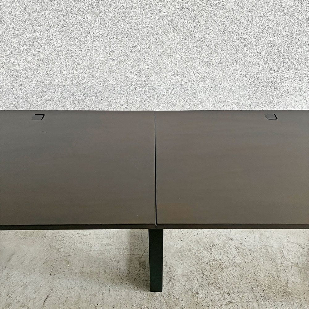 かなでもの KANADEMONO ザ・テーブル THE TABLE Black Steel デスク W240×D70cm ラバーウッド ブラックブラウン スクエアレッグ 配線孔＆ティッシュボックストレイ付 合計定価￥138,500- 〓