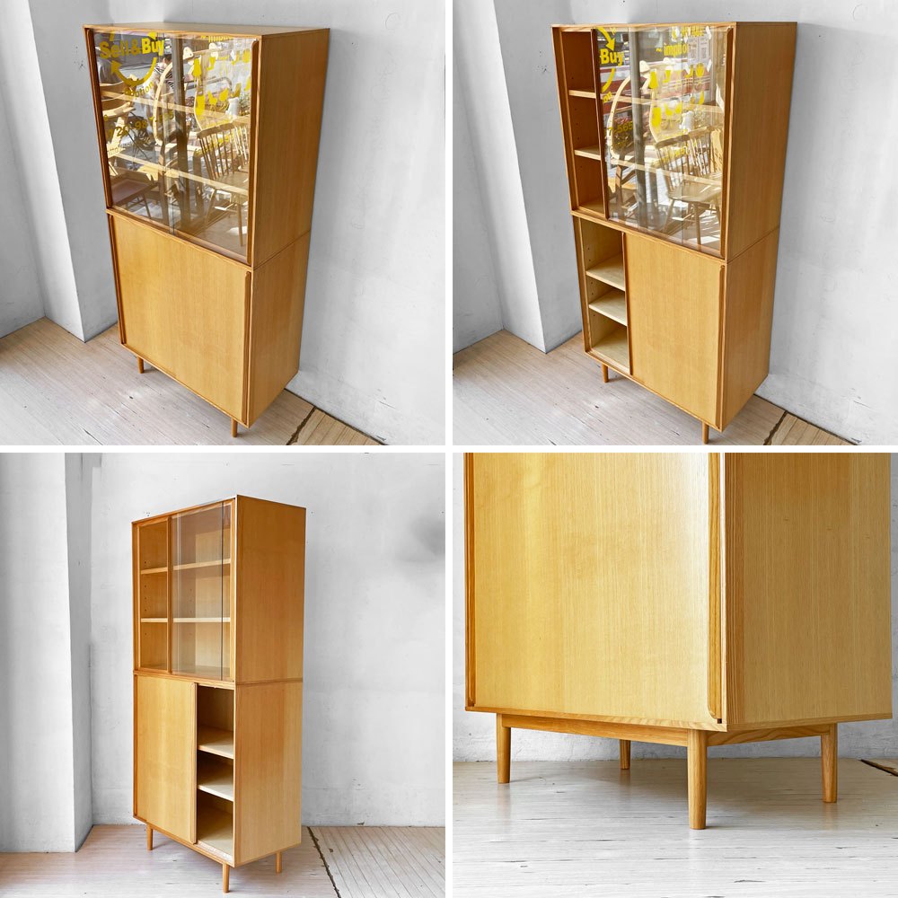 イデー IDEE リリハ キャビネット LILIHA CABINET ガラス戸 引戸 アッシュ材 福島仁 ナチュラルモダン 廃盤 ★