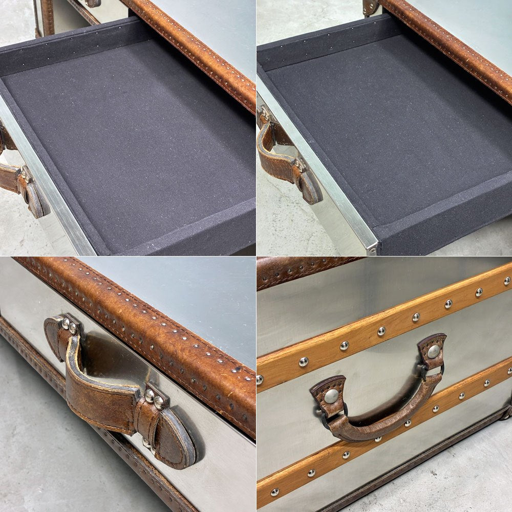 ハロ HALO スラブ SLAB スモール コーヒーテーブル W121cm ブラッシュドスチール 牛革 英国 アスプルンド取扱い  ◎