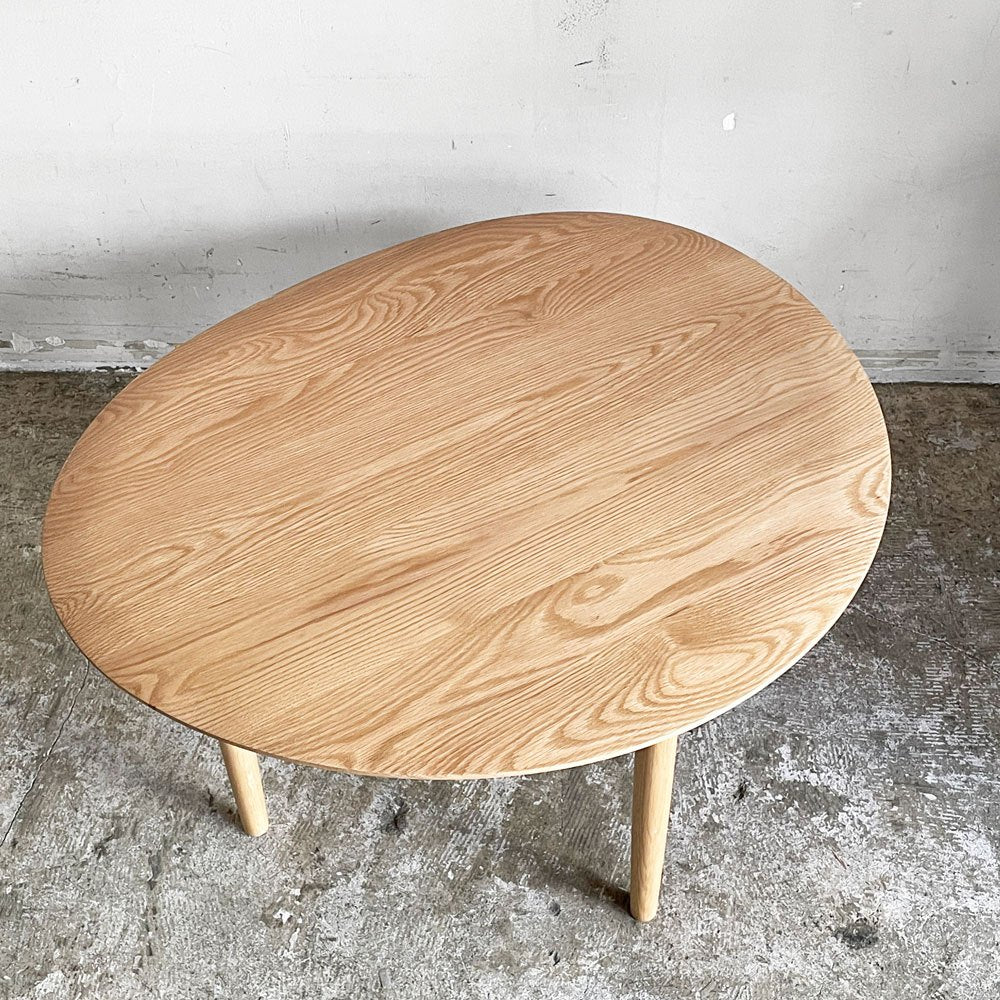 ナチュラルデザイン コーヒーテーブル オーク材 無垢材 リビングテーブル W67cm D80cm 北欧スタイル ■