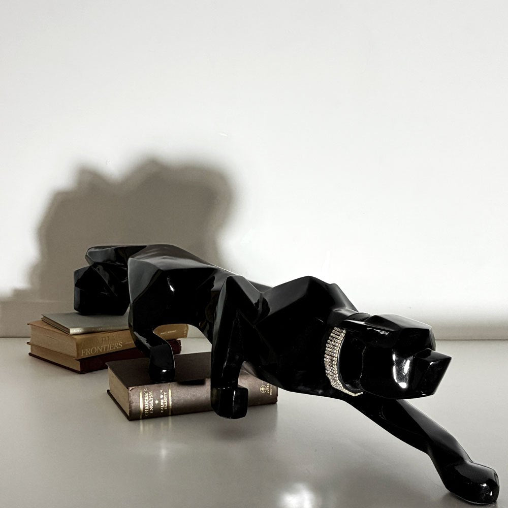 カレ KARE Deco Figurine Black Cat 90 オブジェ ブラック ハイグロス ネコ ヒョウ パンサー 廃番 ●