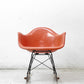 ハーマンミラー Herman Miller 2ndビンテージ アームシェルチェア FRP製 レッドオレンジ ロッカーベース シルバーメダル メダリオン C&R イームズ ミッドセンチュリー ●
