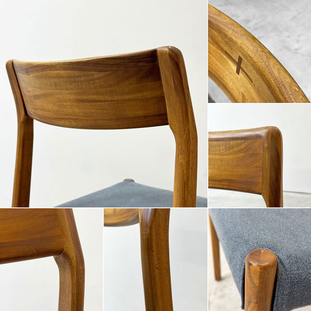 朝日木材加工 エッダ EDDA Dining Chair101 Fabric ダイニングチェア ブルー 北欧 定価￥33,000- A ●