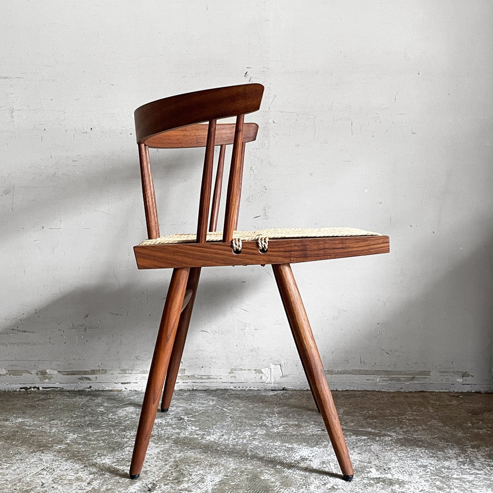 桜製作所 グラスシートチェア GRASS SEATED CHAIR アームチェア ウォールナット無垢材 い草 ジョージ・ナカシマ George Nakashima 焼印有 ■