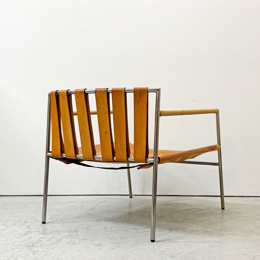 リッツウェル Ritzwell イビサフォルテ IBIZA FORTE イージーチェア ラウンジチェア ステンレスフレーム 本革 代替クッション付属  ●