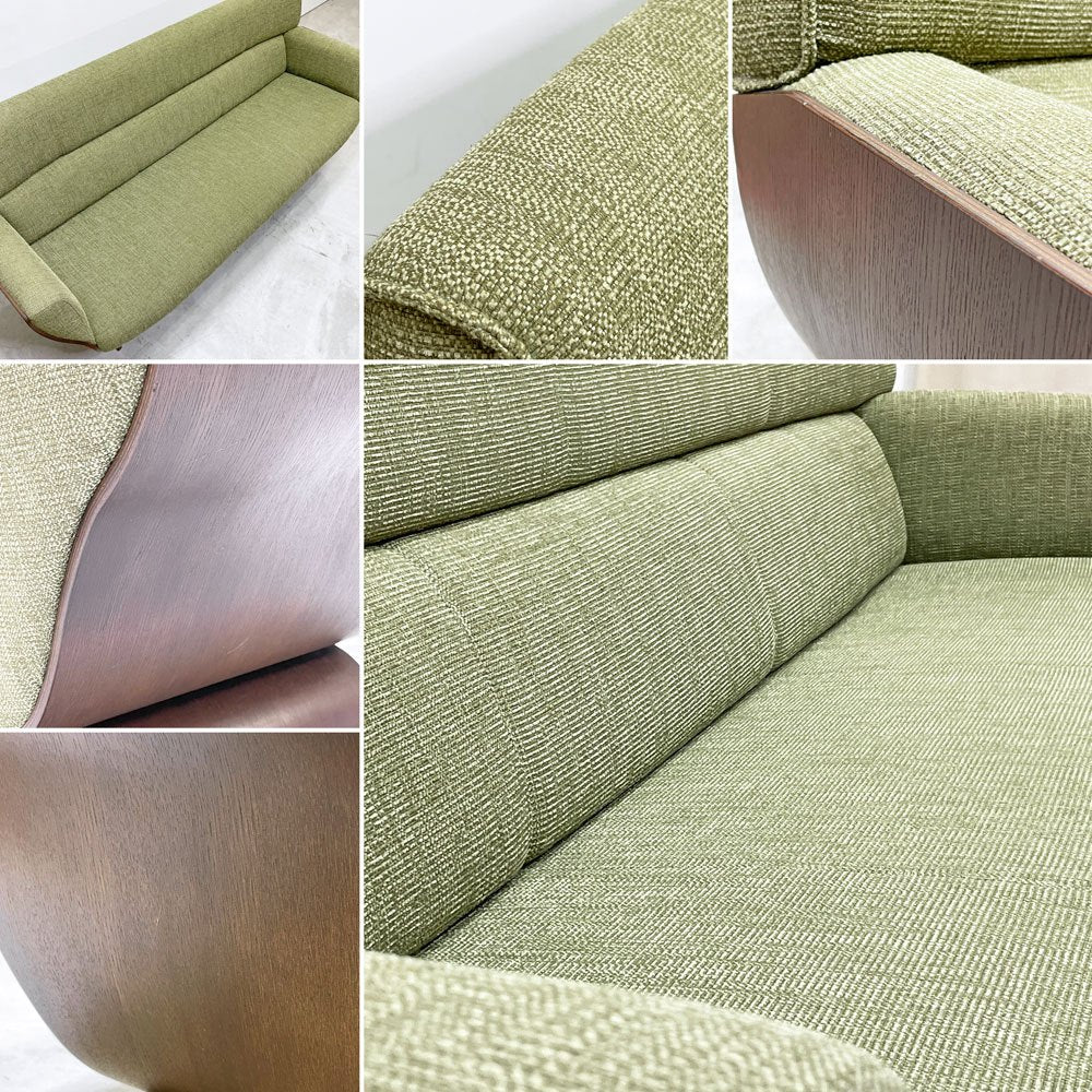 冨士ファニチア FUJI FURNITURE タピオTapio 3シーターソファ オーク材×ファブリック ライトグリーン系 ナチュラルモダン ●