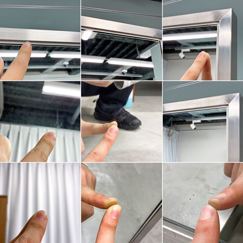 Modern Design モダンデザイン ステンレスフレーム スタンドミラー 両面 店舗什器 ◎